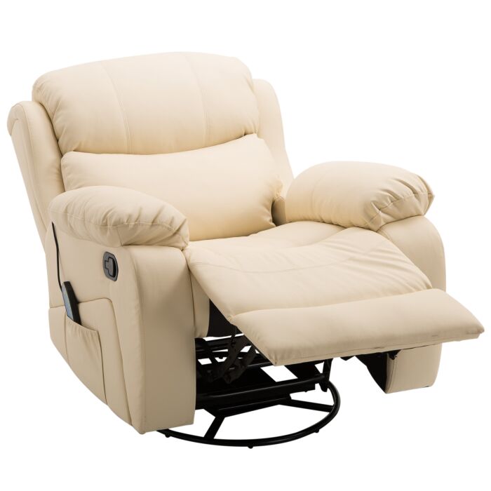Homcom Pu Leather Reclining Chair With 8 Massage Points And Heat ...