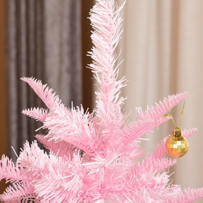 Homcom 5ft Pop-up Artificial Christmas Tree Holiday Xmas Holiday Tree Decoration With Automatic Open For Home Party, Pink