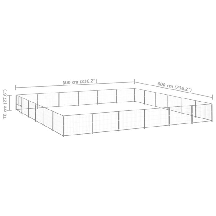 Vidaxl Dog Kennel Silver 36 M² Steel