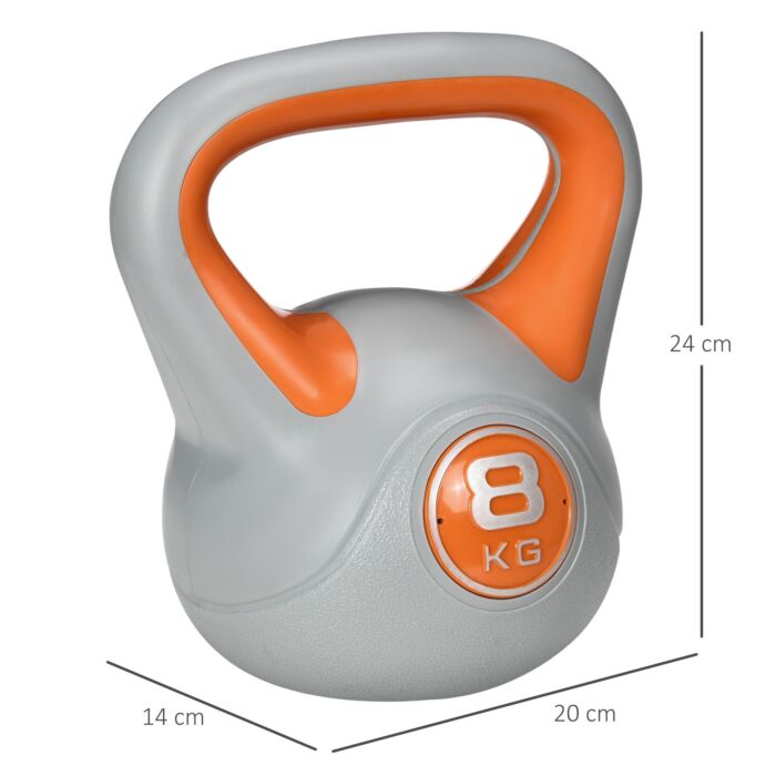 Sportnow Kettlebell, 8kg Kettle Bells With Handle For Home Gym Weight Lifting And Strength Training, Orange And Grey