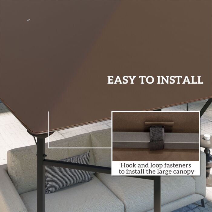 Outsunny 3 X 3(m) Gazebo Canopy Replacement Cover, Garden Gazebo Roof Replacement With Drain Holes, Water-resistant Plastic Coating, 370g/㎡, Upf30+, Top Cover Only, Brown