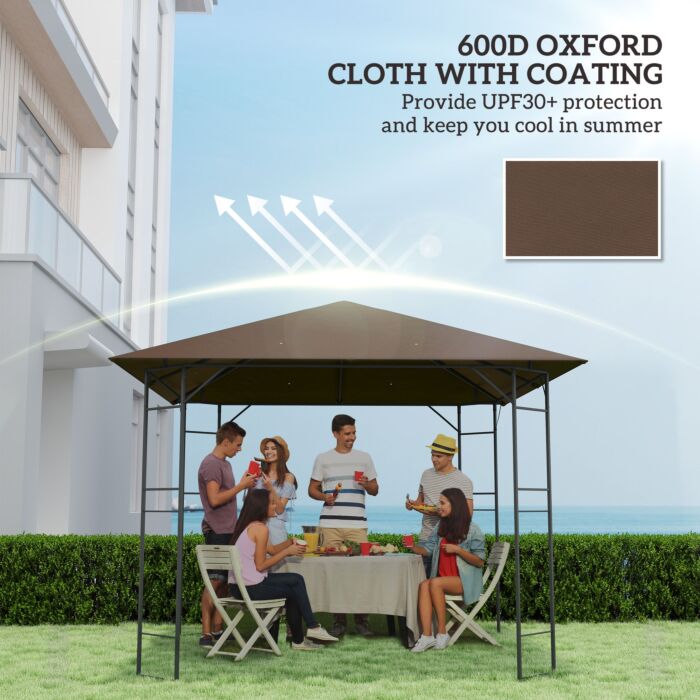 Outsunny 3 X 3(m) Gazebo Canopy Replacement Cover, Garden Gazebo Roof Replacement With Drain Holes, Water-resistant Plastic Coating, 370g/㎡, Upf30+, Top Cover Only, Brown