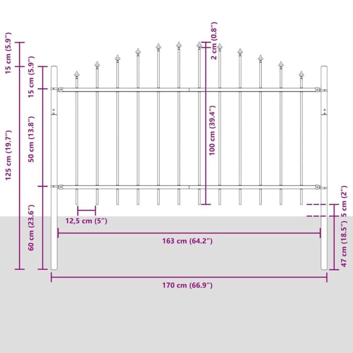 Vidaxl Garden Fence With Hoop Top - White, 11.9 X 1 M, Steel