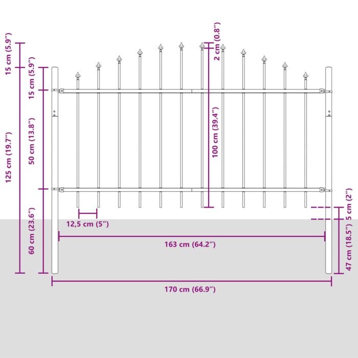 Vidaxl Garden Fence With Hoop Top - White, 11.9 X 1 M, Steel