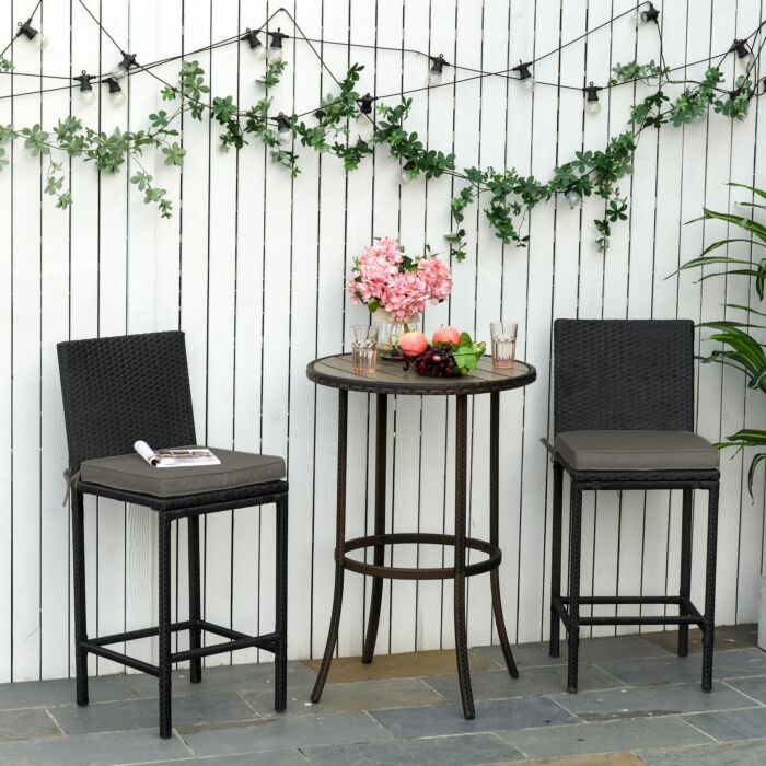 Outsunny Set Of 2 Garden Chair Cushions With Ties, 45 X 45 Cm Replacement Cushions For Outdoor Furniture, Dark Grey