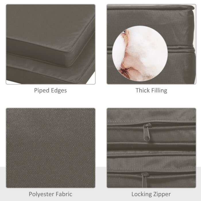 Outsunny Set Of 2 Garden Chair Cushions With Ties, 45 X 45 Cm Replacement Cushions For Outdoor Furniture, Dark Grey