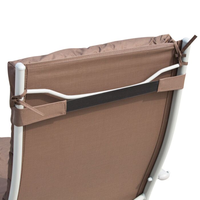 Outsunny Outdoor Patio Sun Lounger Garden Texteline Foldable Reclining Chair Pillow Adjustable Recliner With Cushion - Brown
