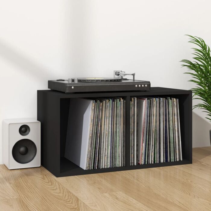 Vidaxl Vinyl Storage Box Black 71x34x36 Cm Engineered Wood