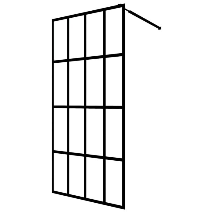 Vidaxl Walk-in Shower Wall With Shelf Black 118x190 Cm Esg Glass&aluminium