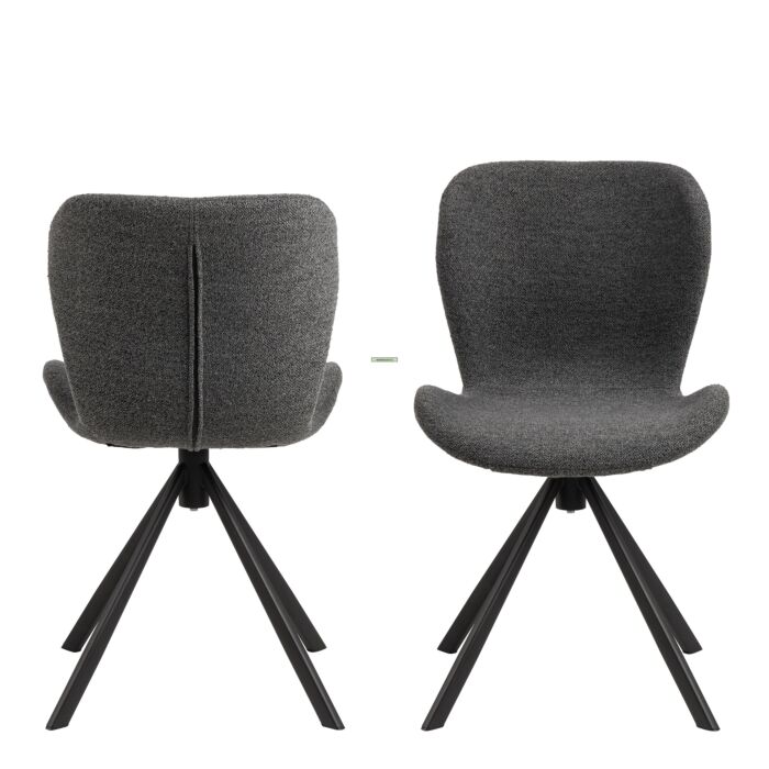 Batilda Swivel Dining Chairs In Grey Fabic Set Of 2