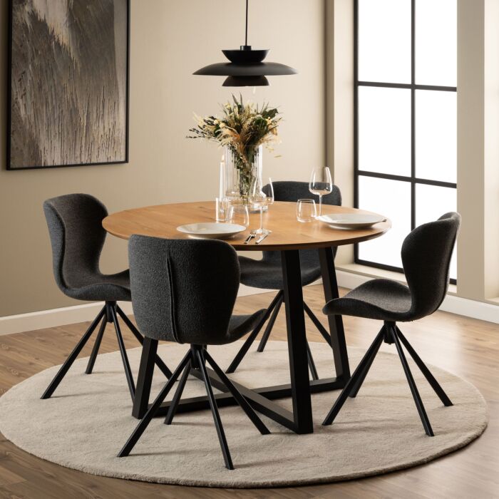 Batilda Swivel Dining Chairs In Grey Fabic Set Of 2