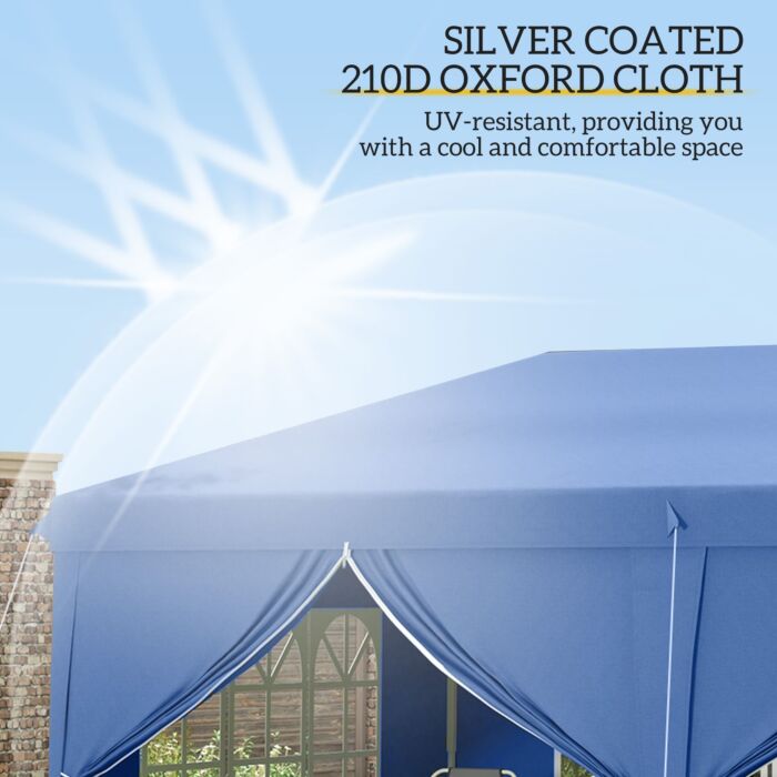 Outsunny 3 X 6m Garden Heavy Duty Water Resistant Pop Up Gazebo Marquee Party Tent Wedding Canopy Awning-blue