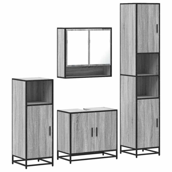 Vidaxl 4 Piece Bathroom Furniture Set Grey Sonoma Engineered Wood