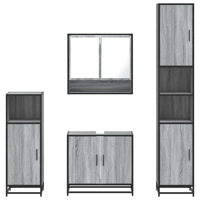 Vidaxl 4 Piece Bathroom Furniture Set Grey Sonoma Engineered Wood