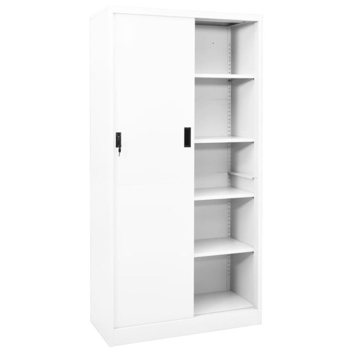 Vidaxl Office Cabinet With Sliding Door White 90x40x180 Cm Steel
