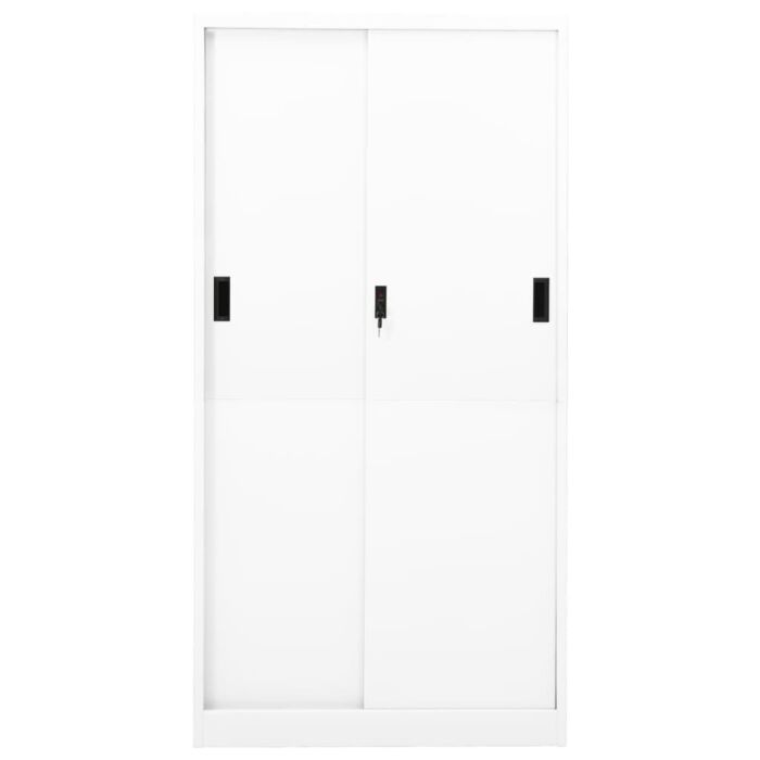 Vidaxl Office Cabinet With Sliding Door White 90x40x180 Cm Steel