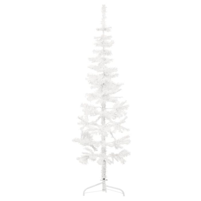 Vidaxl Slim Artificial Half Christmas Tree With Stand White 120 Cm