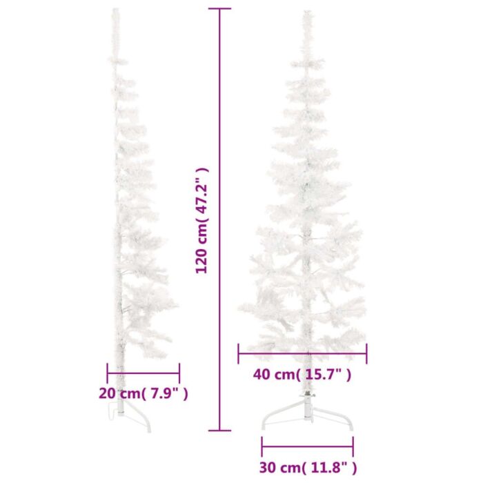Vidaxl Slim Artificial Half Christmas Tree With Stand White 120 Cm
