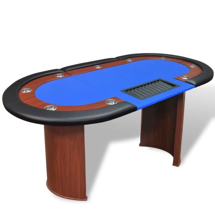 Vidaxl 10-player Poker Table With Dealer Area And Chip Tray Blue