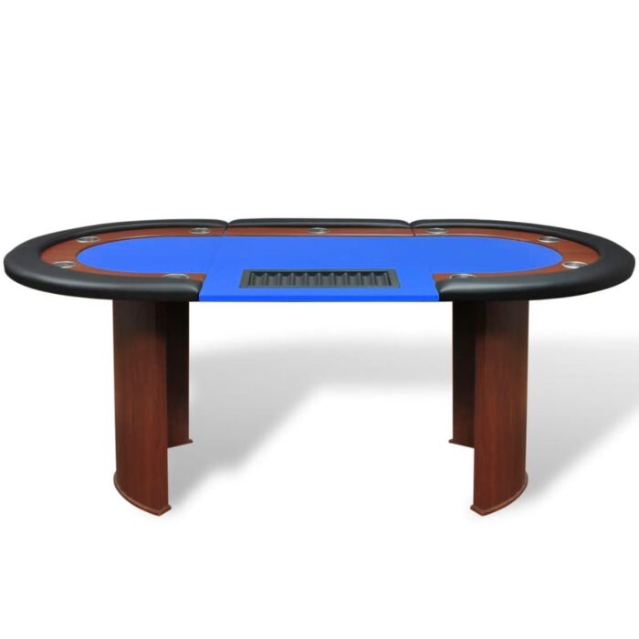 Vidaxl 10-player Poker Table With Dealer Area And Chip Tray Blue