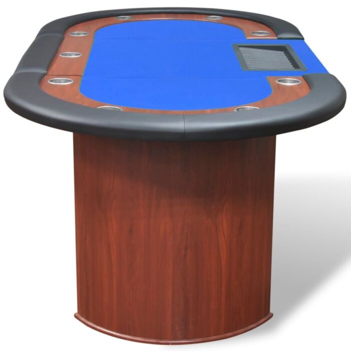 Vidaxl 10-player Poker Table With Dealer Area And Chip Tray Blue