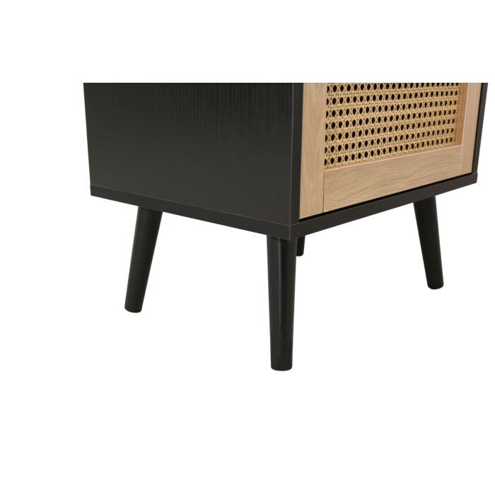 Croxley 2 Drawer Rattan Bedside Black