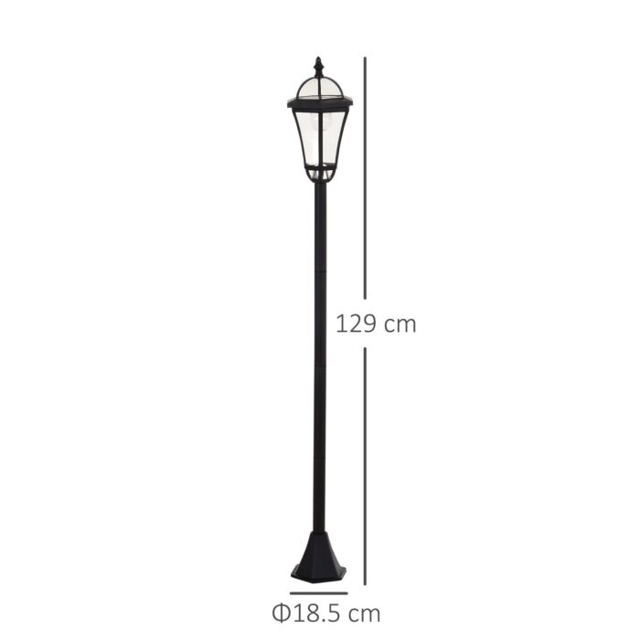 Outsunny 2 Pcs Led Garden Lights Lamp Post Solar Powered Lantern Patio Pathway Walkway Outdoor Water-resist Auto Switch 6-8 Hours Black