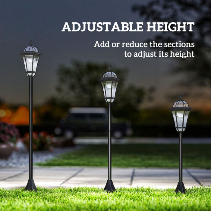 Outsunny 2 Pcs Led Garden Lights Lamp Post Solar Powered Lantern Patio Pathway Walkway Outdoor Water-resist Auto Switch 6-8 Hours Black