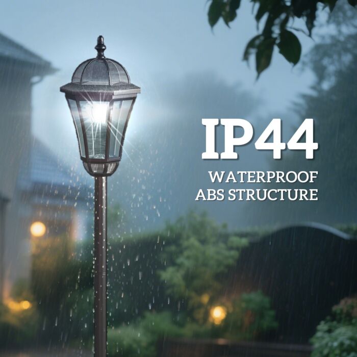 Outsunny 2 Pcs Led Garden Lights Lamp Post Solar Powered Lantern Patio Pathway Walkway Outdoor Water-resist Auto Switch 6-8 Hours Black