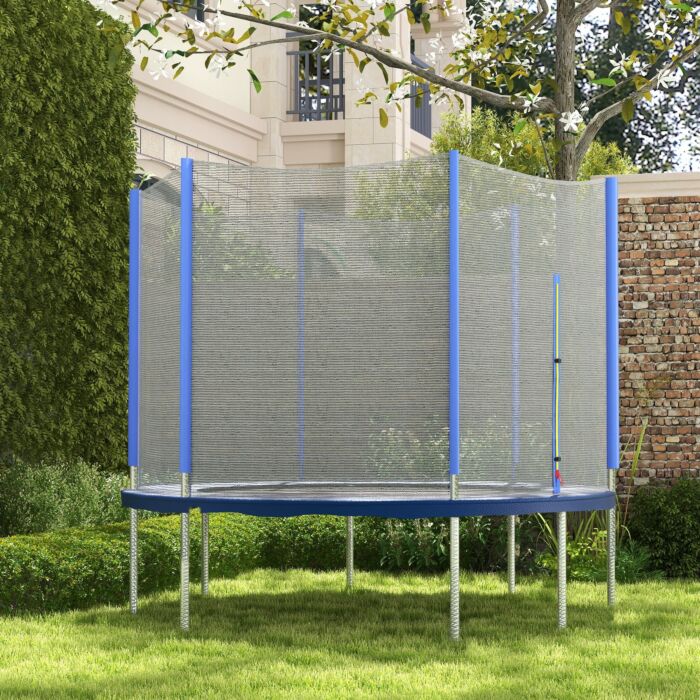 Sportnow 8ft Trampoline Net Replacement With 6 Plastic Pole Covers, Weather-resistant Trampoline Netting Replacement With Zipped Entrance, Poles Not Included, Blue