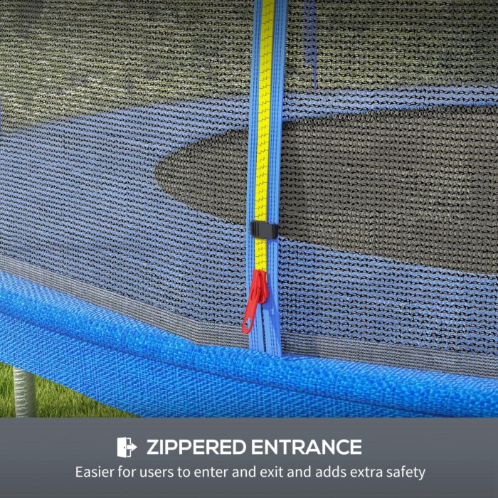Sportnow 8ft Trampoline Net Replacement With 6 Plastic Pole Covers, Weather-resistant Trampoline Netting Replacement With Zipped Entrance, Poles Not Included, Blue