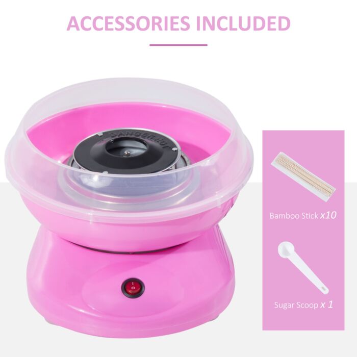 Homcom Candy Floss Machine Electric Cotton Candy Maker Gadgetry 450w (pink)
