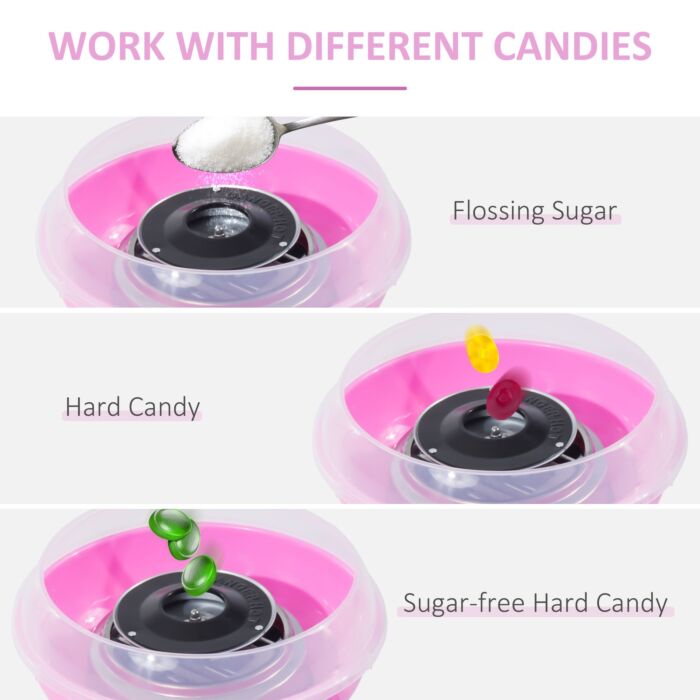 Homcom Candy Floss Machine Electric Cotton Candy Maker Gadgetry 450w (pink)
