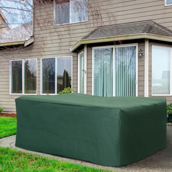 Outsunny 600d Garden Furniture Cover Outdoor Garden Rattan Furniture Protection Oxford Patio Set Cover Waterproof Anti-uv Green 245 X 165 X 55cm