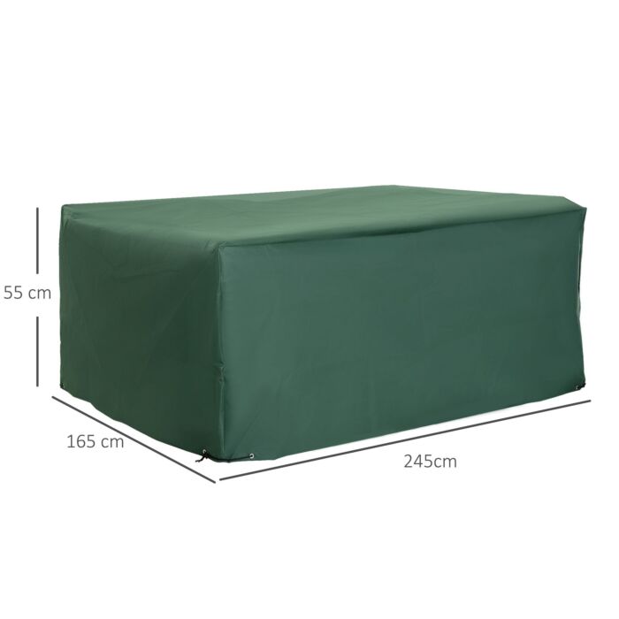 Outsunny 600d Garden Furniture Cover Outdoor Garden Rattan Furniture Protection Oxford Patio Set Cover Waterproof Anti-uv Green 245 X 165 X 55cm