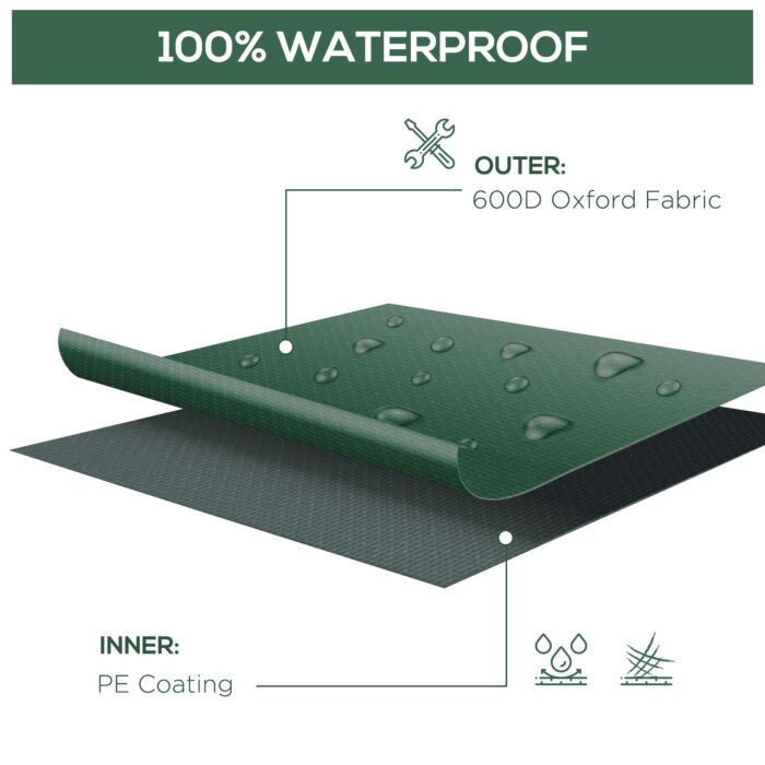 Outsunny 600d Garden Furniture Cover Outdoor Garden Rattan Furniture Protection Oxford Patio Set Cover Waterproof Anti-uv Green 245 X 165 X 55cm