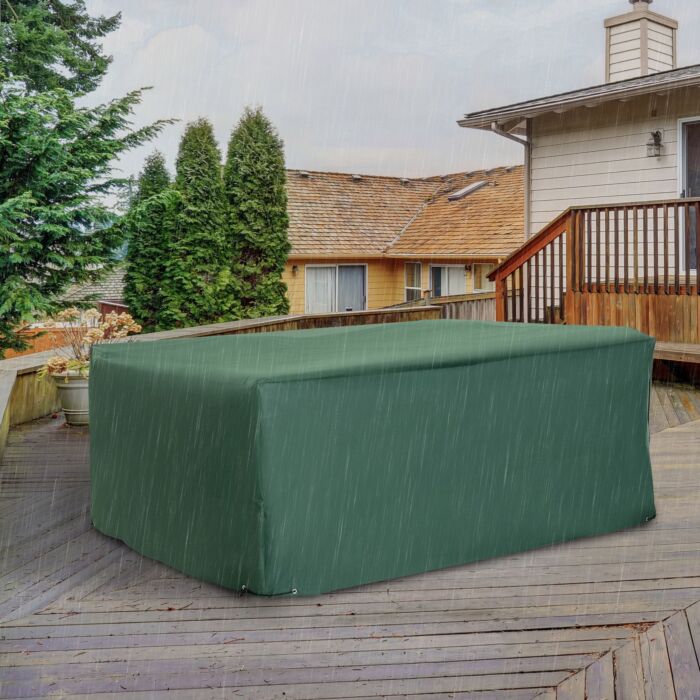 Outsunny 600d Garden Furniture Cover Outdoor Garden Rattan Furniture Protection Oxford Patio Set Cover Waterproof Anti-uv Green 245 X 165 X 55cm