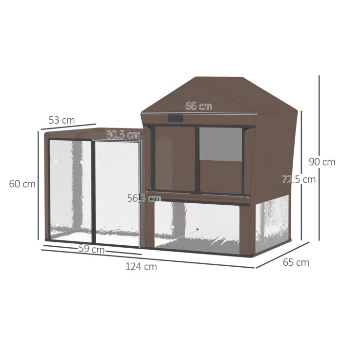 Pawhut Rabbit Hutch Cover, Water-resistant Pets Cage Protector, Breathable Guinea Pig Cage Cover - Brown