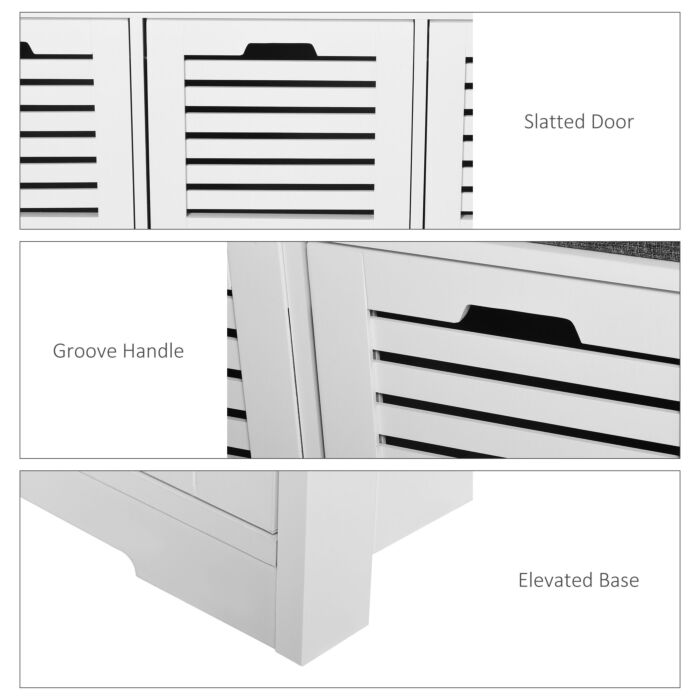 Homcom White Storage Bench With 3 Drawers & Removable Grey Seat Cushion Hallway Organisation Furniture