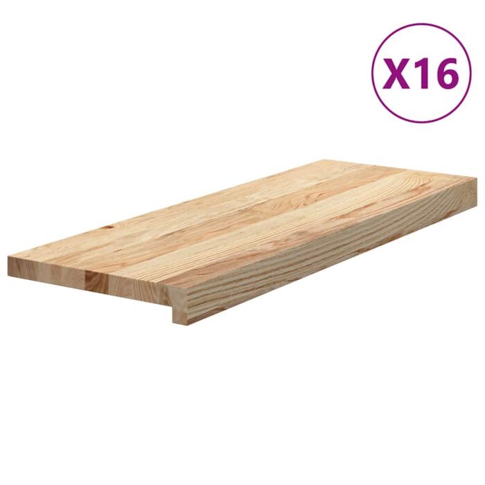 Vidaxl Stair Treads 16 Pcs Untreated 70x25x2 Cm Solid Wood Oak