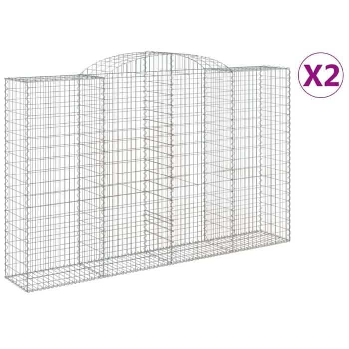 Vidaxl Arched Gabion Baskets 2 Pcs 300x50x180/200 Cm Galvanised Iron