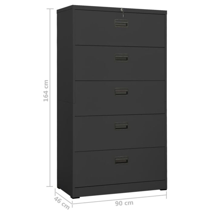 Vidaxl Filing Cabinet Anthracite 90x46x164 Cm Steel