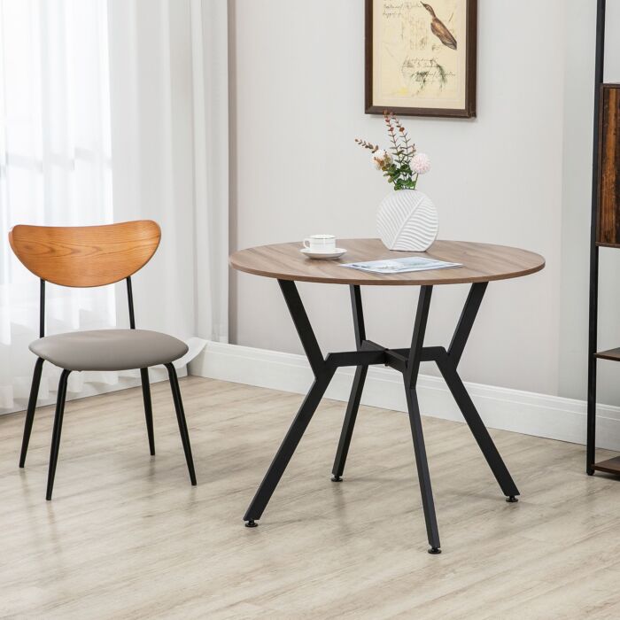 Homcom Dining Room Table With Black Legs Anti-slip Foot Pads For 90 X 76 Cm Brown