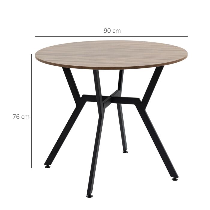 Homcom Dining Room Table With Black Legs Anti-slip Foot Pads For 90 X 76 Cm Brown