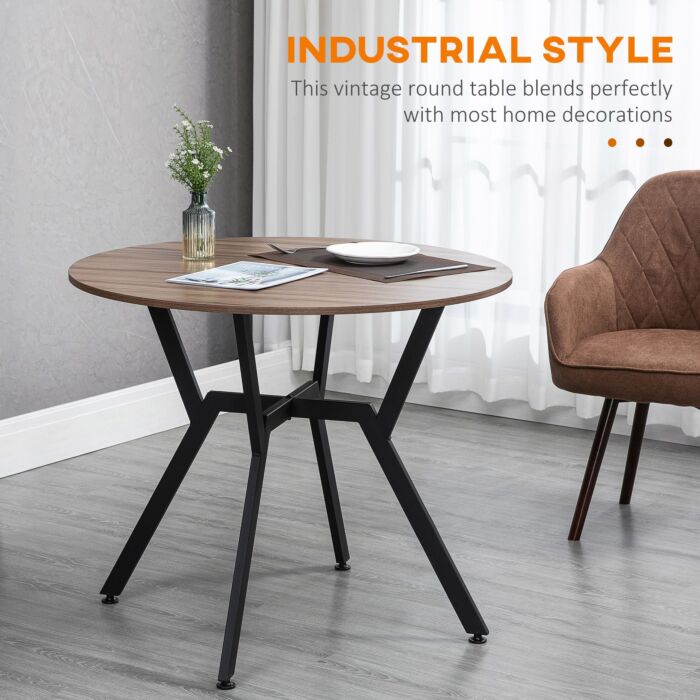 Homcom Dining Room Table With Black Legs Anti-slip Foot Pads For 90 X 76 Cm Brown