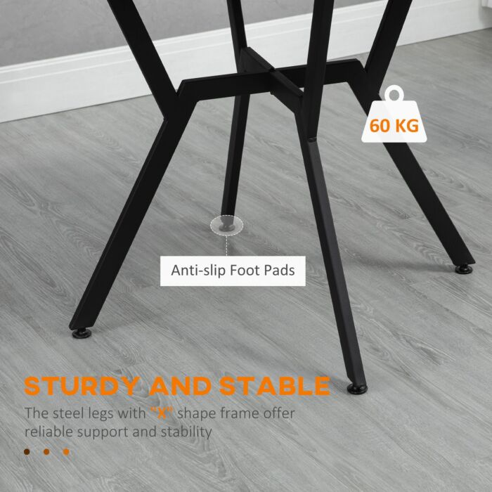 Homcom Dining Room Table With Black Legs Anti-slip Foot Pads For 90 X 76 Cm Brown