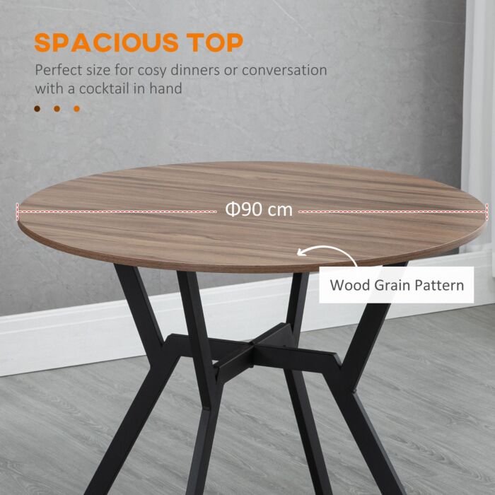 Homcom Dining Room Table With Black Legs Anti-slip Foot Pads For 90 X 76 Cm Brown
