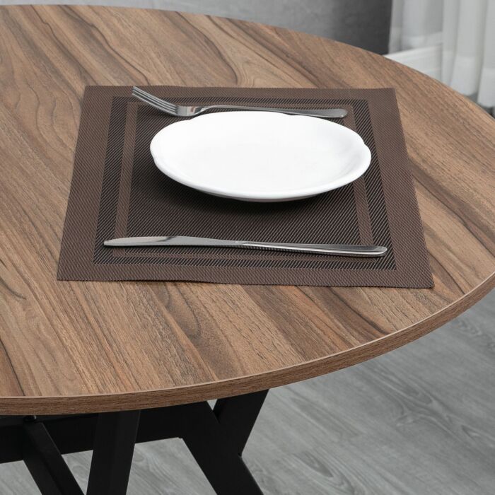 Homcom Dining Room Table With Black Legs Anti-slip Foot Pads For 90 X 76 Cm Brown