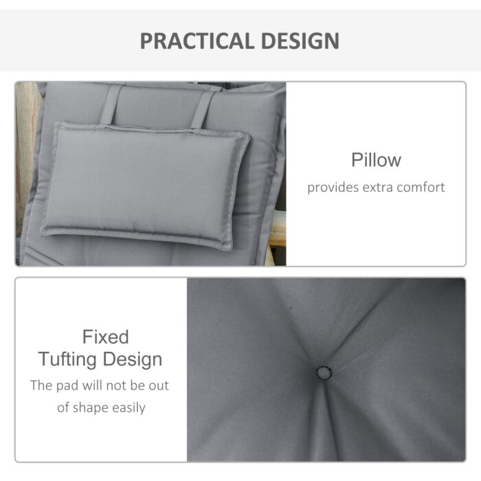Outsunny Set Of 2 Outdoor Chair Cushions, High Back Padded Patio Chair With Pillow,20l X 50w X 9d Cm Dark Grey