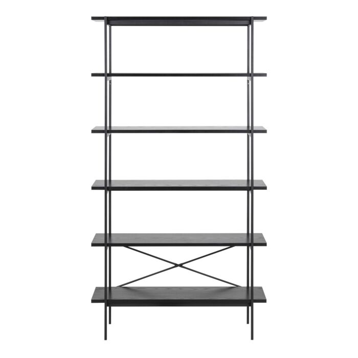 Angus Bookcase With 5 Shelves In Black